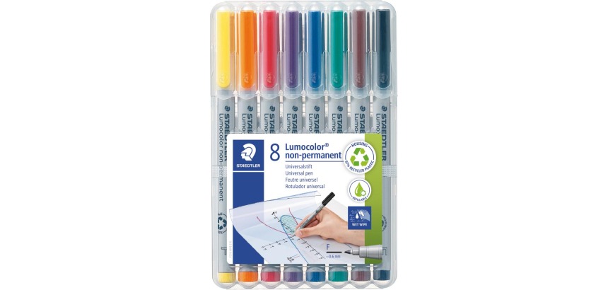 Staedtler Lumocolor 316, OHP marker, non-permanent, 0.6 mm, box of 8 pieces in assorted colors