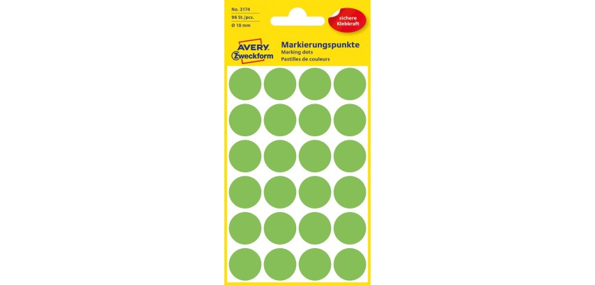 Avery Label 3174 round 18mm green 96 labels