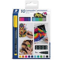 Staedtler Lumocoler 317, marqueur OHP, permanent, 1,0 mm, étui de 10 pièces en couleurs assorties