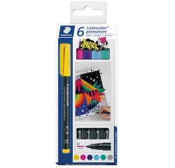 Staedtler Lumocoler 317, marqueur OHP, permanent, 1,0 mm, étui de 6 pièces en couleurs assorties