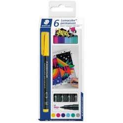 Staedtler Lumocoler 317, marqueur OHP, permanent, 1,0 mm, étui de 6 pièces en couleurs assorties