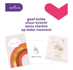 Wenskaart Hallmark navulset geboorte dochter 6 kaarten