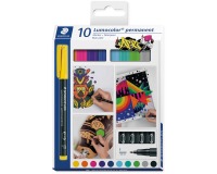 Staedtler Lumocoler 318, OHP-marker, permanent, 0,6 mm, etui van 10 stuks in geassorteerde kleuren