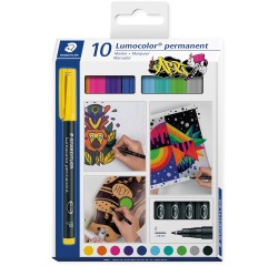En_rotulador staedtler lumocolor retroproyeccion punta de fibra permanente 318 caja de 10 unidades colores surtidos