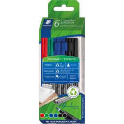 Staedtler Lumocolor 318 marqueur permanent, fine, assorti, étui de 6 pièces