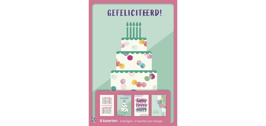 hallmark wenskaarten, gefeliciteerd, blister van 8 stuks