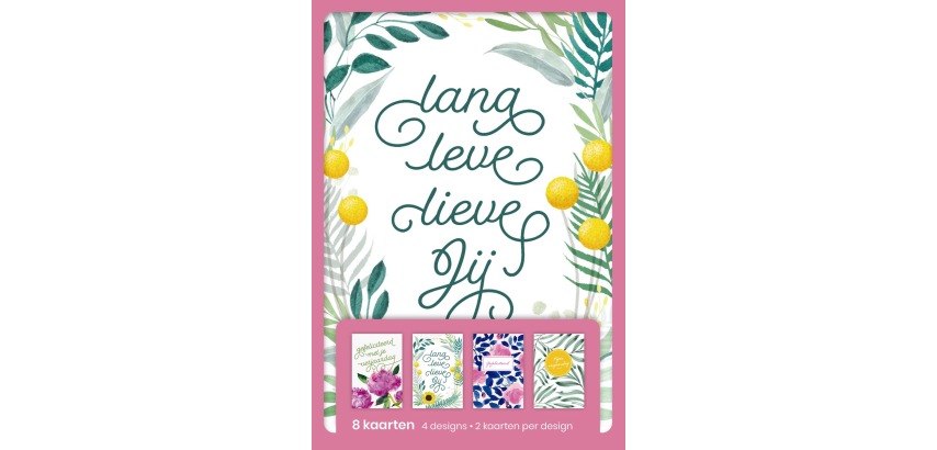 Hallmark greeting cards, long life to you (NL), pack of 8 pieces