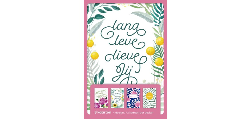hallmark wenskaarten, lang leve lieve jij, blister van 8 stuks