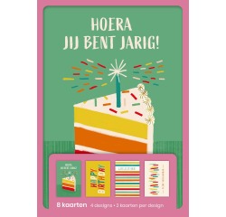 Hallmark cartes de souhaits, hoera c'est ton anniversaire (NL), blister de 8 pièces