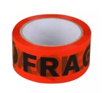 Verpakkingstape fragile breekbaar, ft 50 mm x 66 m, oranje