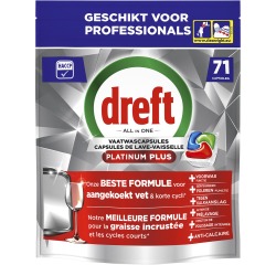 Dreft Pro Platinum Plus tablettes pour lave-vaisselle, Regular, paquet de 71 capsules