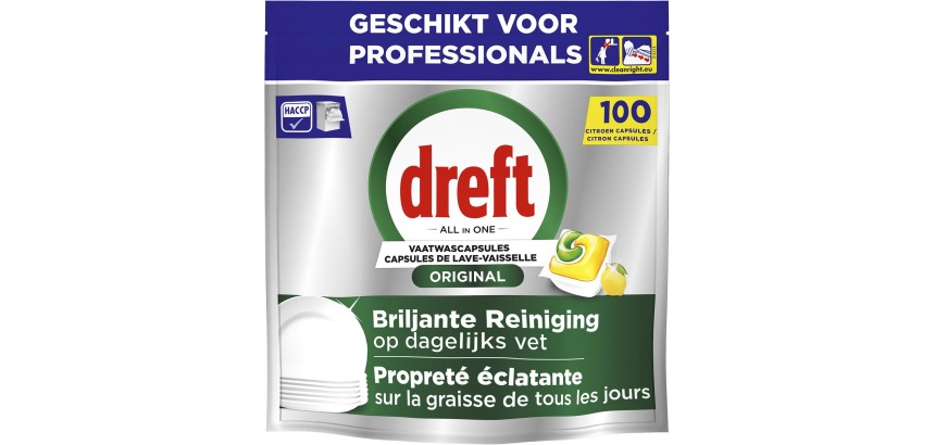 Dreft Pro Original tablettes pour lave-vaisselle, Lemon, paquet de 100 capsules