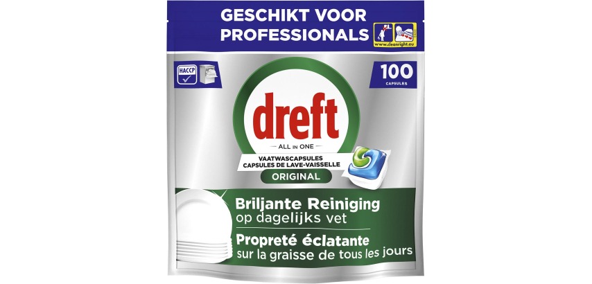 Dreft Pro Original Tabletten für Geschirrspüler, Regular, Packung mit 100 Kapseln