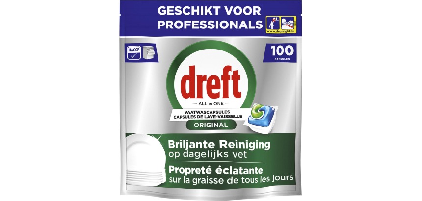 Dreft Pro Original tablettes pour lave-vaisselle, Regular, paquet de 100 capsules