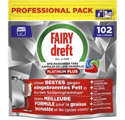 Dreft Pro Platinum Plus tablettes pour lave-vaisselle, Regular, paquet de 102 capsules