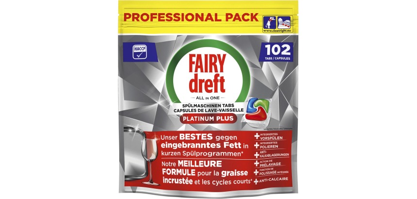 Dreft Pro Platinum Plus tablettes pour lave-vaisselle, Regular, paquet de 102 capsules