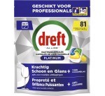 Dreft Pro Platinum tablettes pour lave-vaisselle, Lemon, paquet de 81 capsules