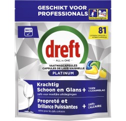 Dreft Pro Platinum tablettes pour lave-vaisselle, Lemon, paquet de 81 capsules
