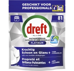 Dreft Pro Platinum tablettes pour lave-vaisselle, Regular, paquet de 81 capsules