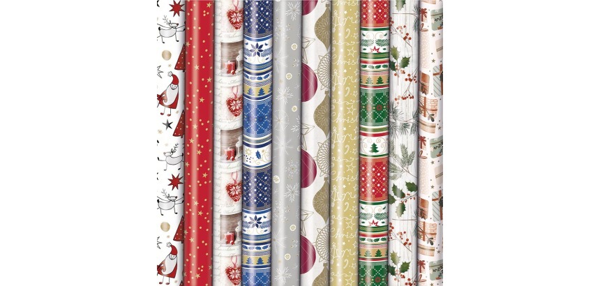 Papier cadeau Noël Präsenta, 70 cm x 2 m, couleurs assorties