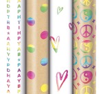 Rainbow wrapping paper, 70 cm x 1.5 m, 4 different patterns