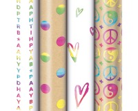 Papier cadeau Rainbow, 70 cm x 1,5 m, 4 motifs différents