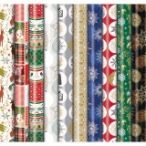 Geschenkpapier Kerst Premium, 70 cm x 2 m, geassorteerde kleuren