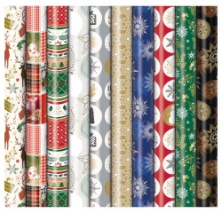 Papier cadeau Noël Premium, 70 cm x 2 m, couleurs assorties