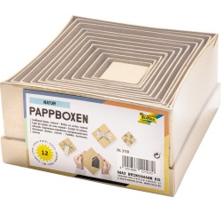 Folia boîtes pour décoration, carrées, en carton, paquet de 12 pièces en tailles assorties, brun