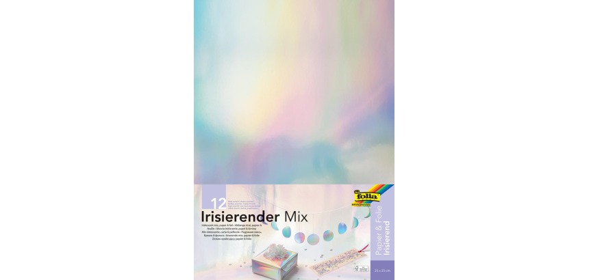 Folia papier irisé, paquet de 12 feuilles