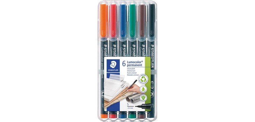 Viltstift Staedtler Lumocolor 313 permanent S set à 6 stuks assorti