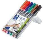 Viltstift Staedtler Lumocolor 313 permanent S set à 6 stuks assorti