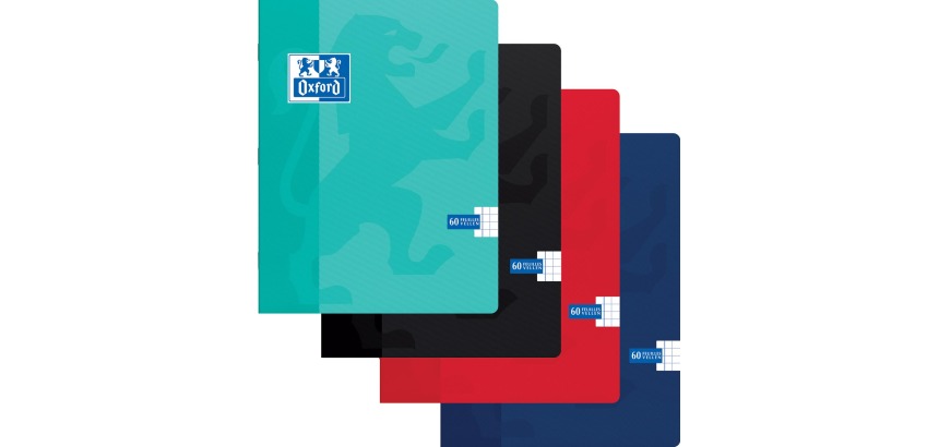 Cahier Oxford School A5 carreau 5mm 60 feuilles assorti
