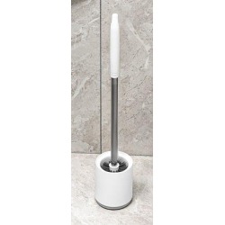 Brosse de toilette en plastique avec pied rond, accrochable, blanc
