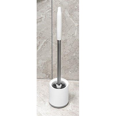 Brosse de toilette en plastique avec pied rond, accrochable, blanc