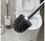 Brosse de toilette en plastique avec pied rond, accrochable, blanc