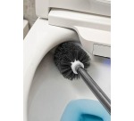 Brosse de toilette en plastique avec pied rond, accrochable, blanc
