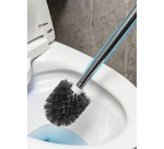 Brosse de toilette en plastique avec pied rond, accrochable, blanc