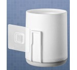 Brosse de toilette en plastique avec pied rond, accrochable, blanc