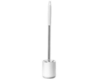 Brosse de toilette en plastique avec pied rond, accrochable, blanc