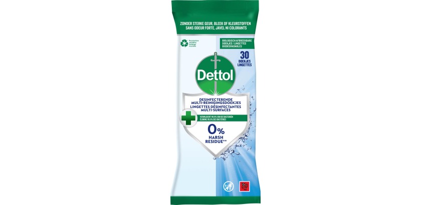 Dettol lingettes nettoyantes désinfectant, paquet de 30 pièces
