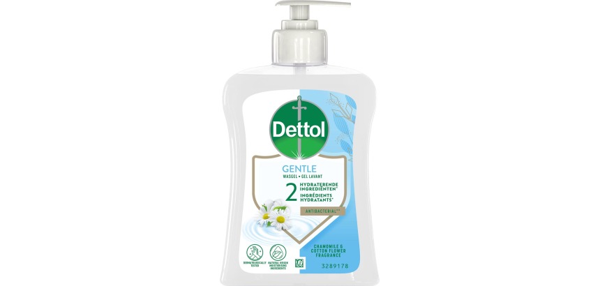 Dettol savon mains Gentle, camomille et fleur de coton, flacon de 250 ml