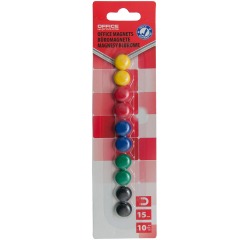 OFFICE products aimants, 15 mm, couleurs assorties, blister de 10 pièces