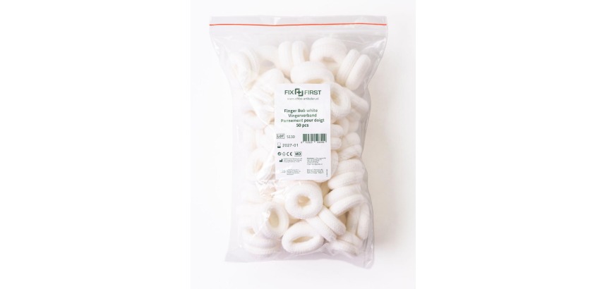 Fixfirst finger cots, fabric, white, pack of 50 pieces