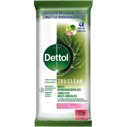 Dettol lingettes nettoyantes TruClean, fleur de pommier, paquet de 48 pièces