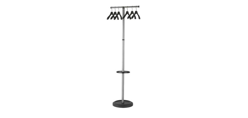 Porte-manteau avec standard, avec 6 cintres noirs