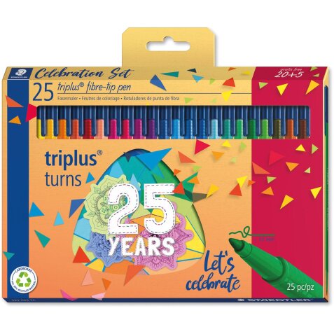 Staedtler viltstift Triplus, set de 25 viltstiften (20+5), assorti