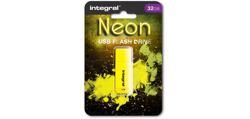 Integral Neon USB 2.0 stick, 32 GB, geel