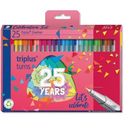 Staedtler fineliner Triplus, set van 25 fineliners (20+5), geassorteerde kleuren