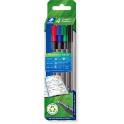 Staedtler Triplus fineliner eco, boîte de 4 pièces, assorti